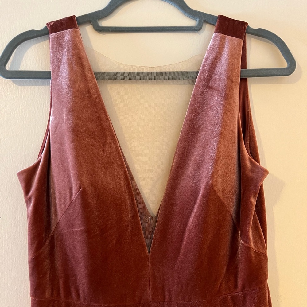 Burnt Orange Velvet Maxi Dress—Jessica McClintock